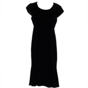 Gothic Vintage Silk Black Velvet Dress Long Midi Tulip Hem 90s Whimsygoth Goth